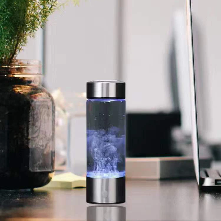 Ailingalaxy New 2024 Portable Hydrogen Water Bottle 420ml Hydrogen Water Generator Glass Bottle