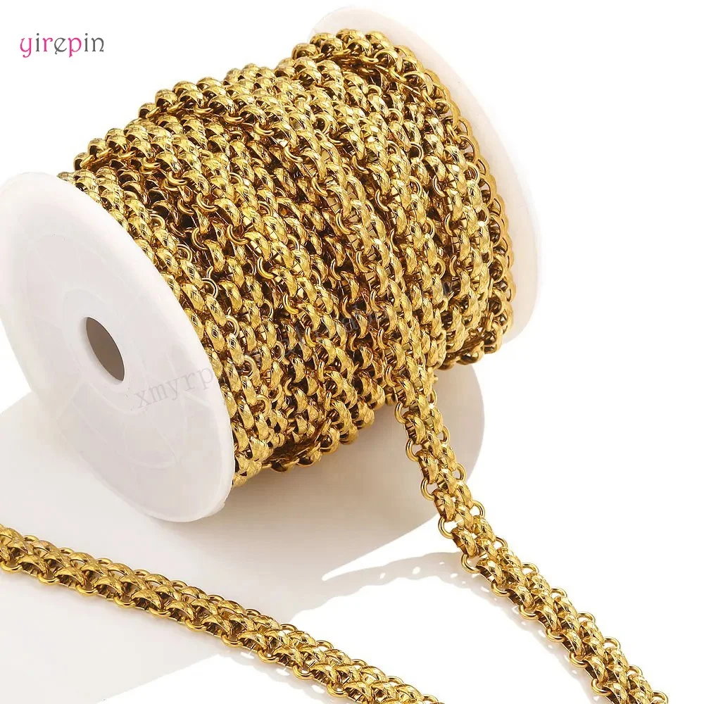 New hip-hop stainless steel DIY chain 18k gold-plated stainless steel chain roller bulk chain for