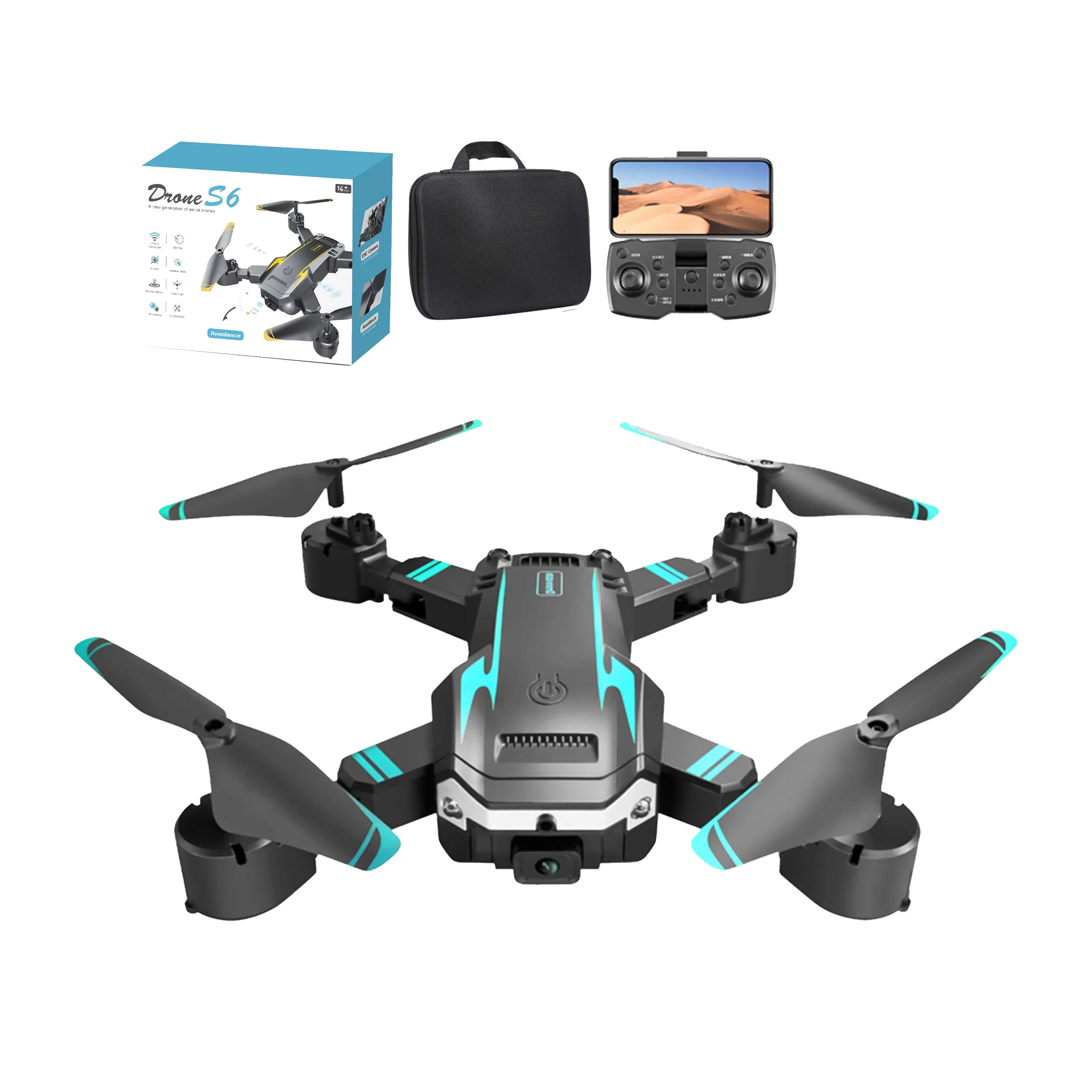 S6 Professional Foldable Drone with 4K HD Camera Smart Obstacle Avoidance Optical Flow Smartphone Gesture Control Metal Material