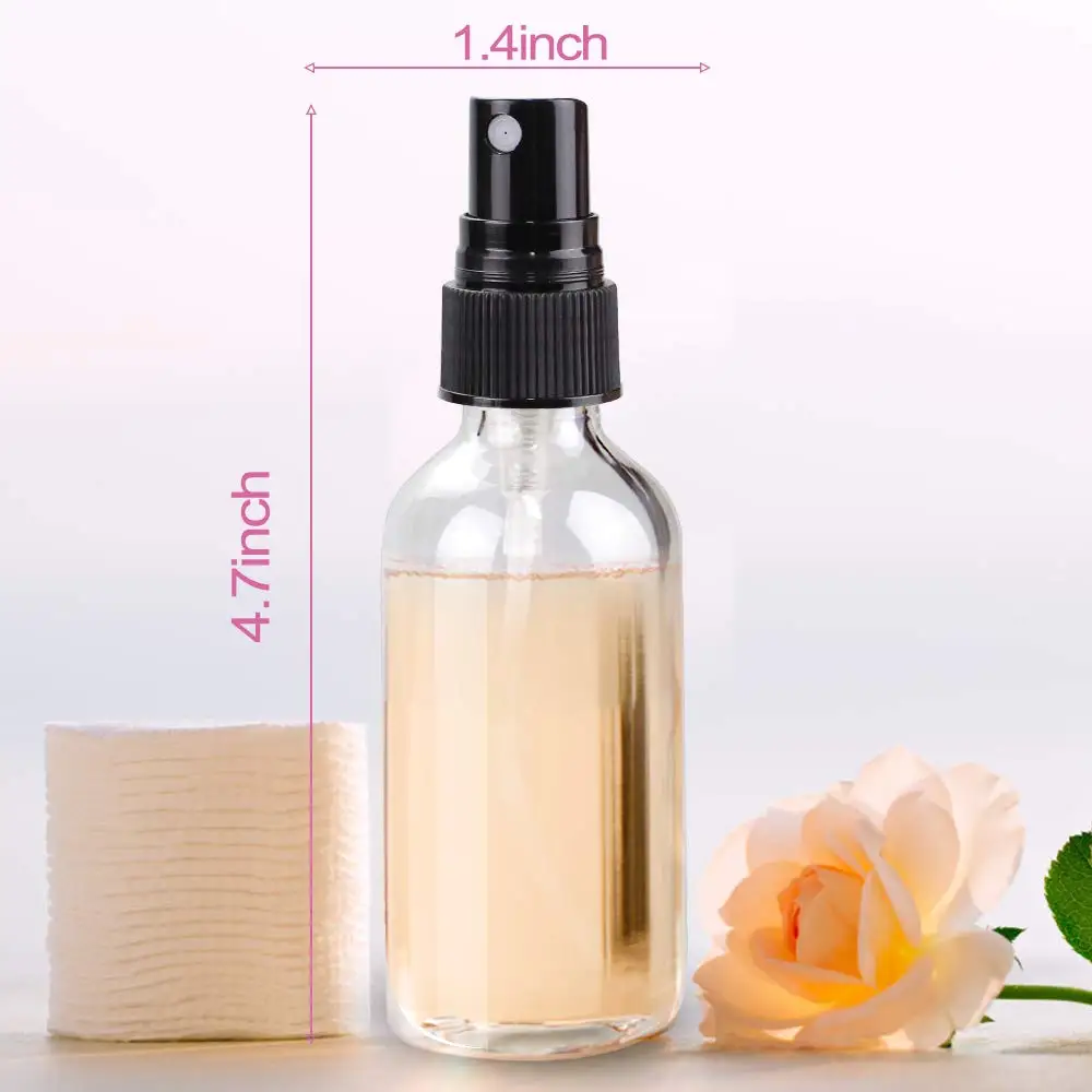 wholesale 2oz 50ml clear perfume bottles 50 ml glass spray Essential Oil Boston Round Spray Pump Glass Bottles
