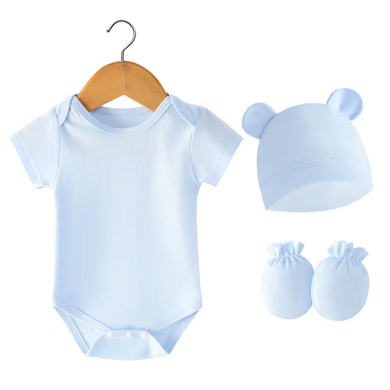 Cotton Breathable boy baby clothes 3pcs set with caps mittens for kids cotton baby clothes newborn baby girl clothes