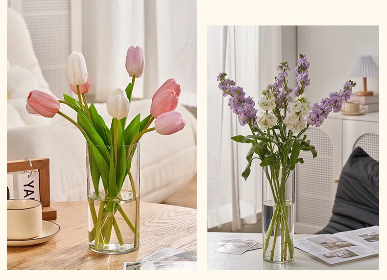 large acrylic anti-fall clear Flower Vase,   transparent straight tube cylinder vase decoration for living room