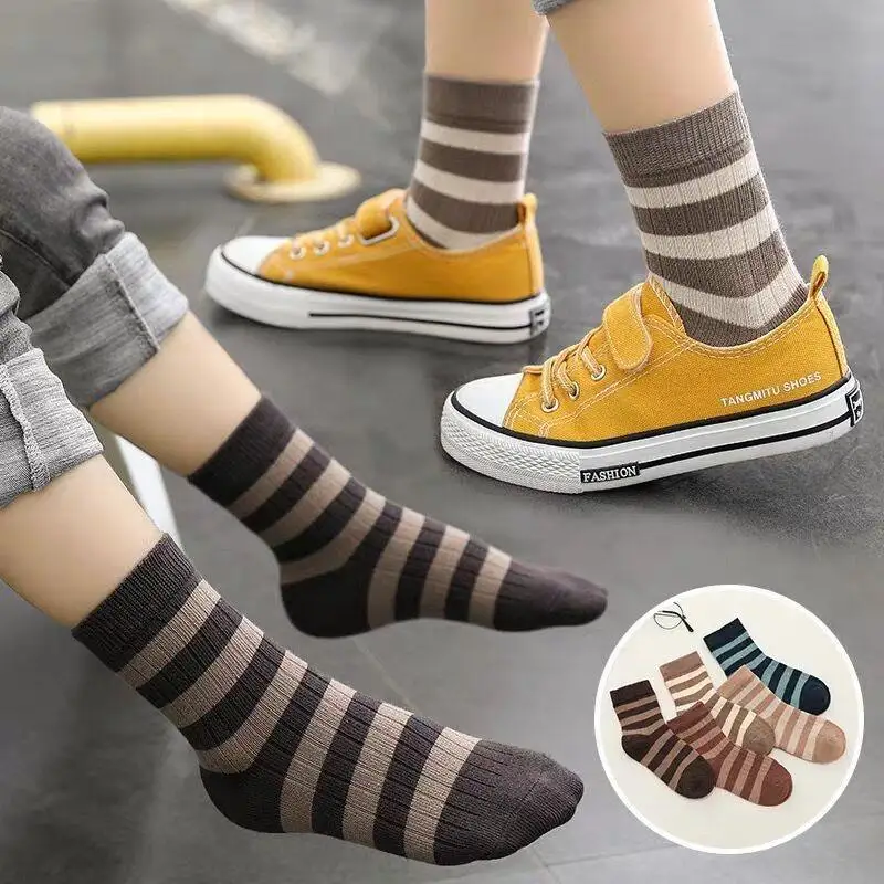 Low Price Sustainable Customer Logo Bamboo Cute Fiber Striped Children Men Socks