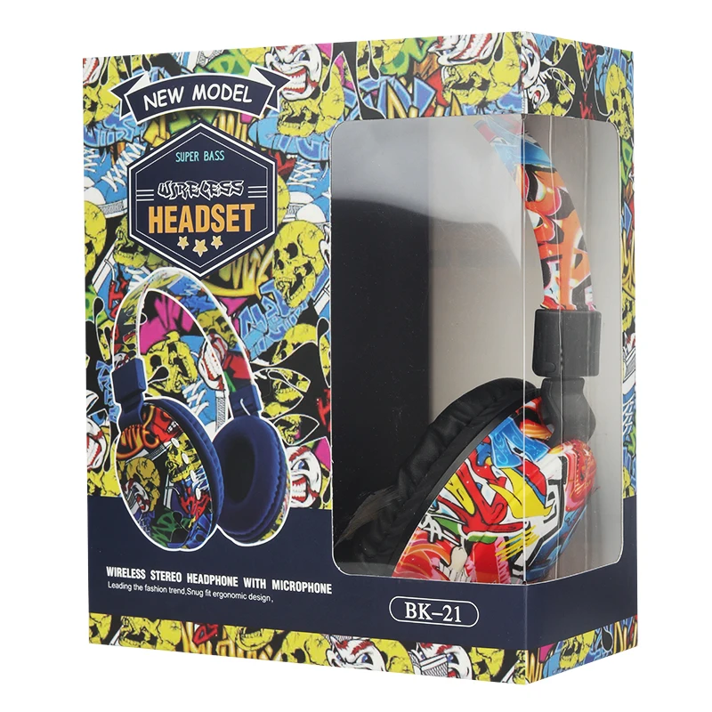 Somostel Earphone Factory BK-21 Graffiti Wireless Earphone Headset BT 5.0 Gaming Headphone Computer Game Playing Earphone