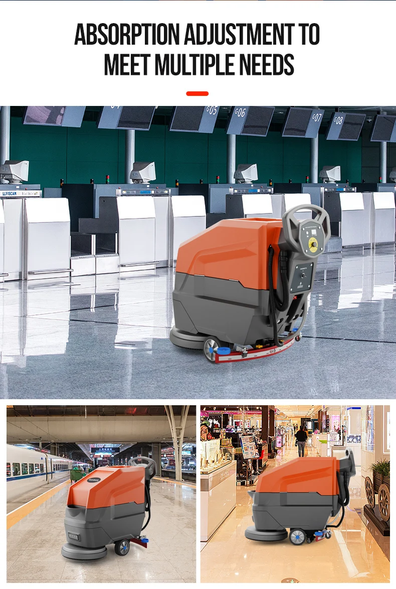 Gaoge F530 Professional Tiles Cleaning Machine 55/60L 530/780MM 220RPM Floor Washing Machine Hand Push Floor Cleaning Scrubber