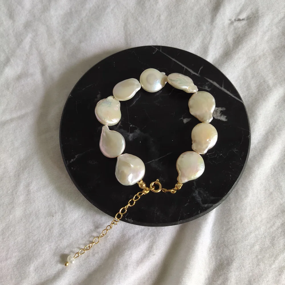 Aimgal fine jewelry wholesale 18k gold plated brass Natural freshwater Baroque pearls anklet