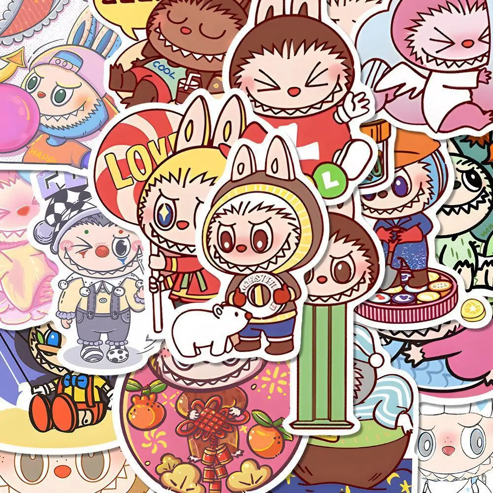80pcs/Pack Art Cartoon Funny Labubu Waterproof Sticker Cute Water Bottle Laptop Skateboard Scrapbook Anime Accessories