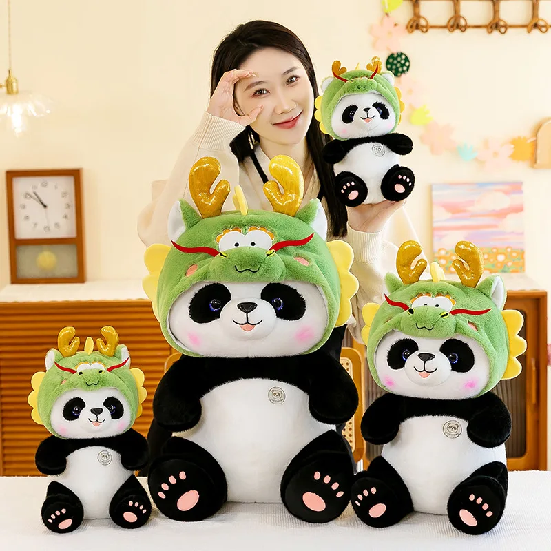 New Fuzzy Animal Plush Toy Removable Dragon Hat Panda Plush Toy Doll National Treasure Panda Plush Doll