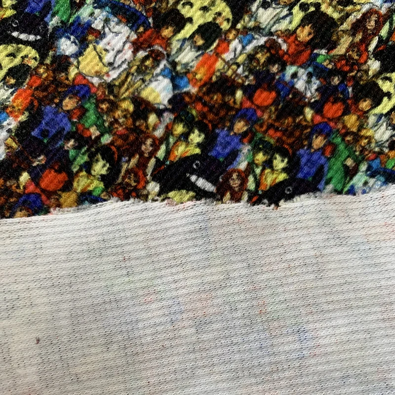 Fabric Custom 95%cotton 5%lycra Digital Printing Custom Printed Rib Knit 260-280GSM Dress Cotton Jersey Fabric Shirt COMBED