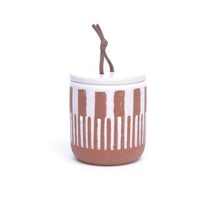 Hot sell Antique europe cylinder shape hand painted storage jars ceramic  canister with lid for kitchen