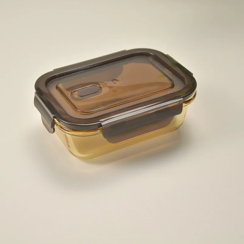 High Borosilicate Glass Amber bento box microwave refrigerator can be divided into square crisper box Food Storage Jar