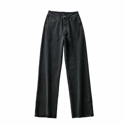 NVFelix Multi-color Baggy Fit Denim Pants Slit Wide Leg Jean Trousers Fashion Loose Split Jeans Boyfriend For Woman