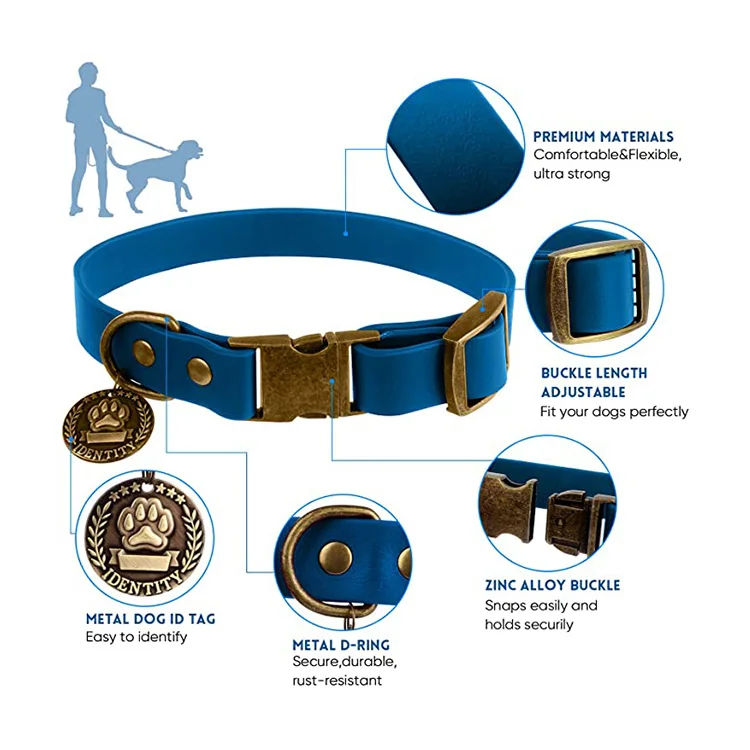 Waterproof Durable PVC Dog Collar with Leash Set Simple Solid PVC Dog Collar with Leash Set
