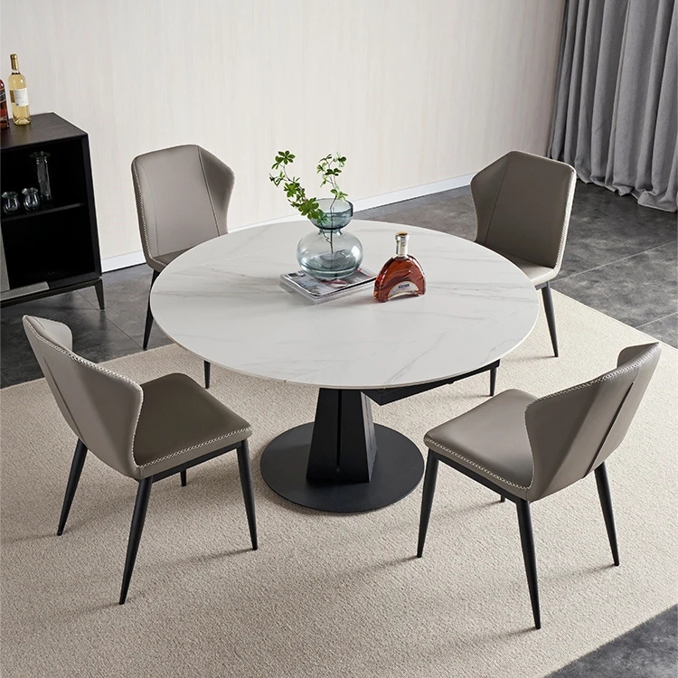SKY Real Nordic Minimalist Living Room White Luxury Round Ceramic Table Sintered Stone With Dining Room Furniture