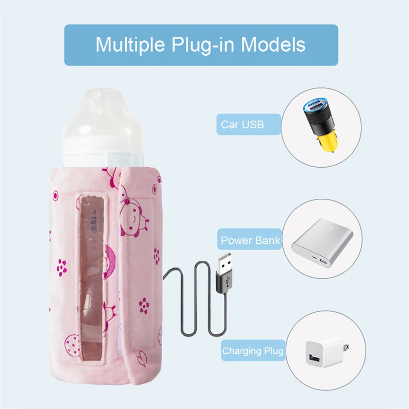Portable USB breast milk warmer bottle pouch insulated Movable baby bottle biberon Velvet heater bottle bag