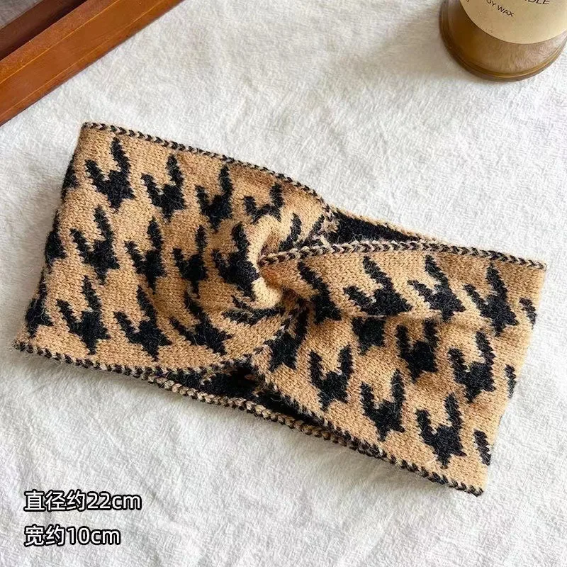 High Quality Large Plaid Knitted Elastic Hairbands Elegant Sports Headband for Women Wholesale Fashion Accessory