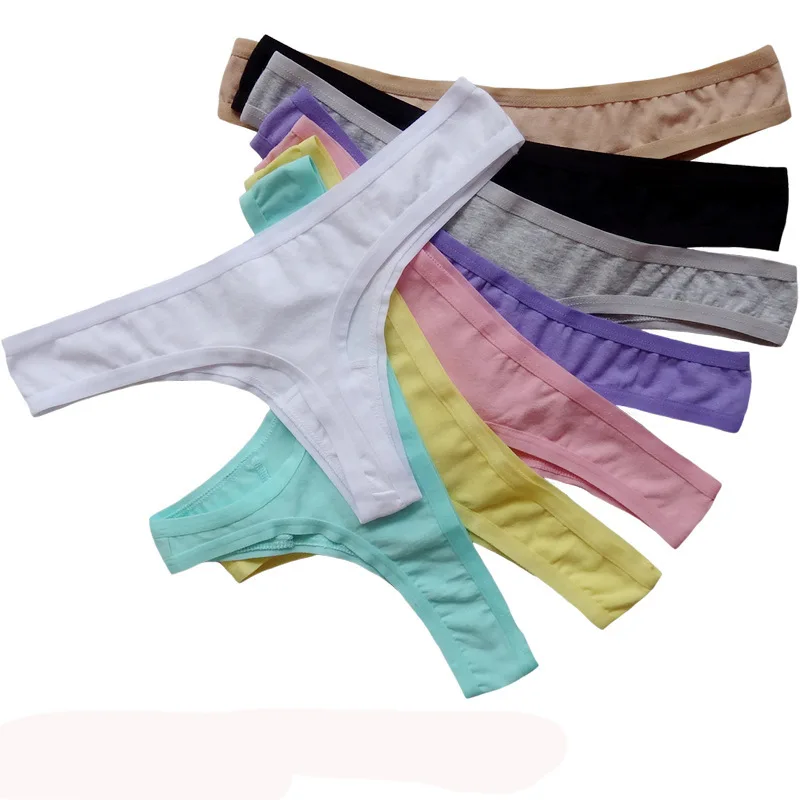 Ladies Cotton Thong Panties Sexy Women G String Tangas Mujer Woman Underwear Lingerie Femme Underpants Solid Panty