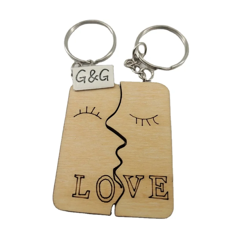 Заводской деревянный брелок для ключей для влюбленных