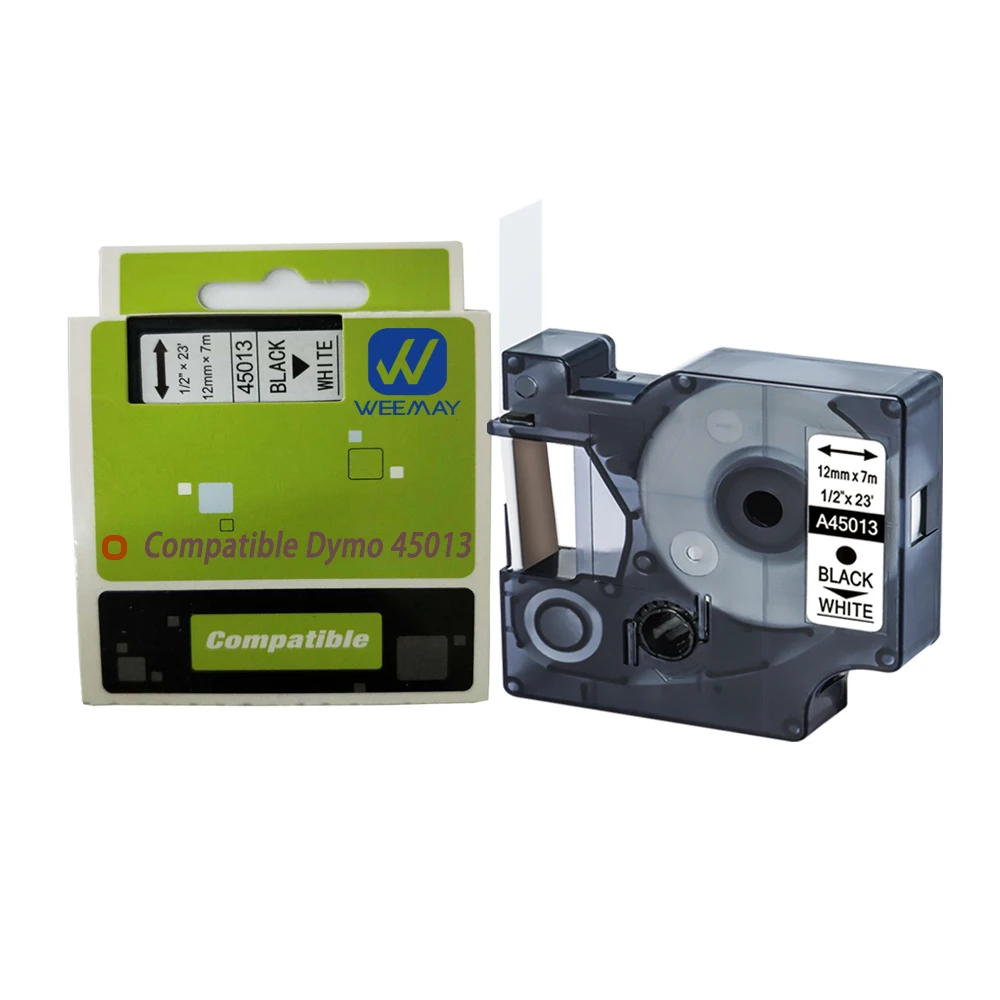 
 Weemay совместимые с Dymo 45013 клейкие ленты для этикеток, картриджи черного на белом 1/2 дюйма для принтера Label Manager  