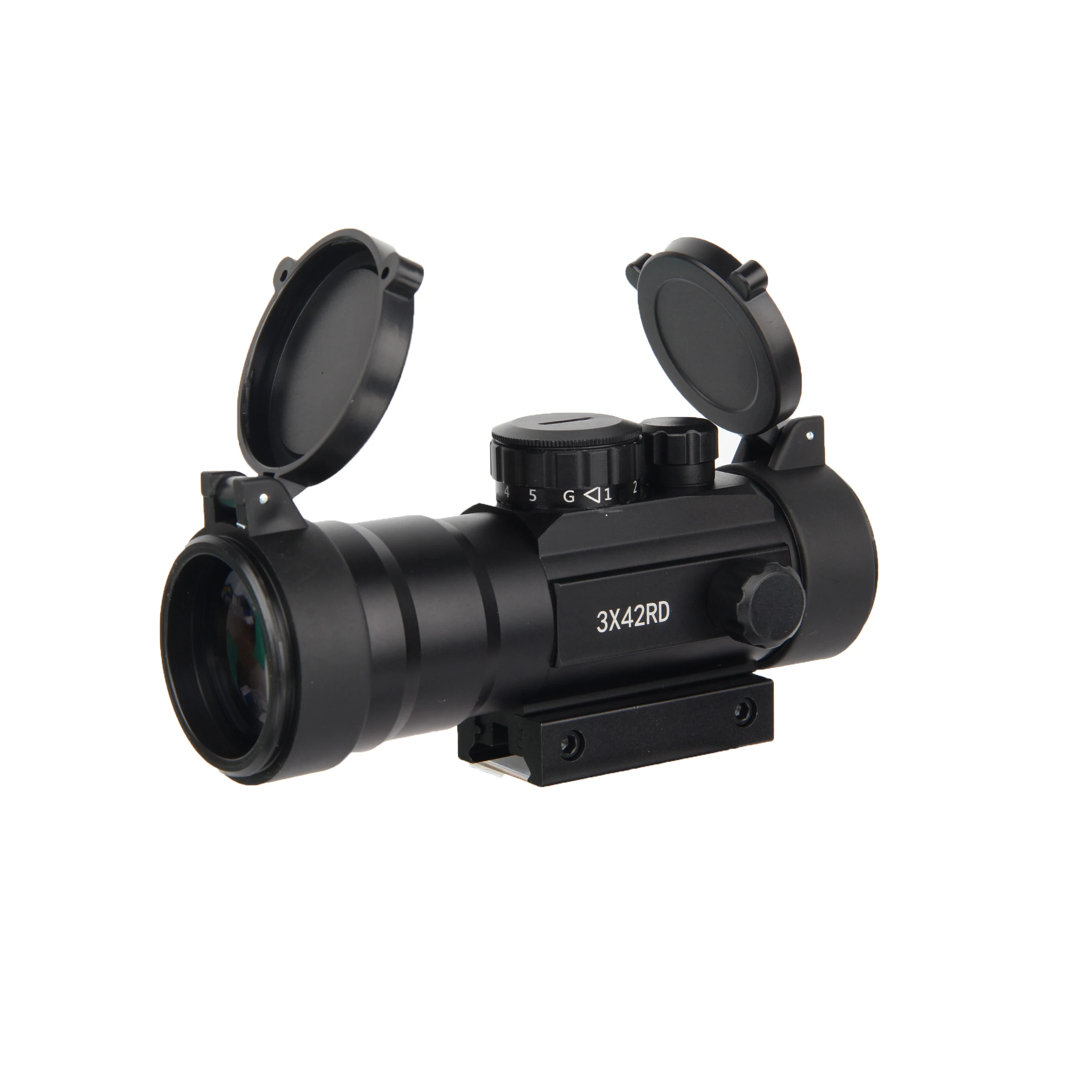 LUGER 3x42RD Optics Sight Red Green Dot Sight Illuminated Red Dot Sight with Flip Up Lens covers for Hunting Scope