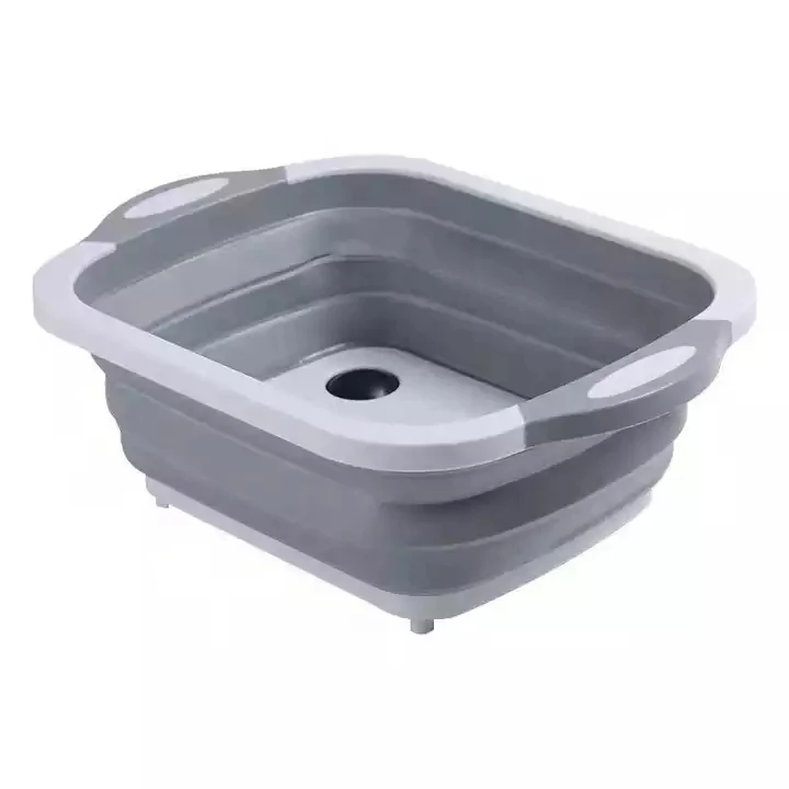 Collapsible Kitchen Cutting Board with Colander Vegetable Washing Basket  Foldable Chopping Board Travel Outdoor Camp Basin