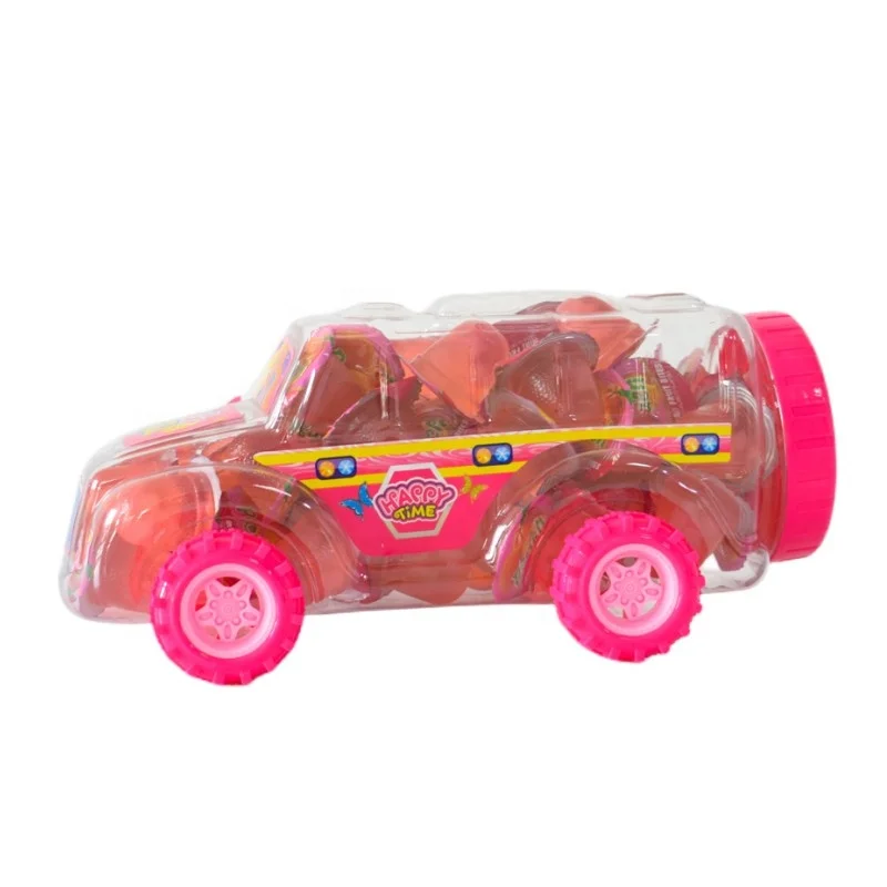 Minicrush Assorted Fruit Jelly Pink Car Girls Jar Toy Packed Clear Plastic jelly pudding candy