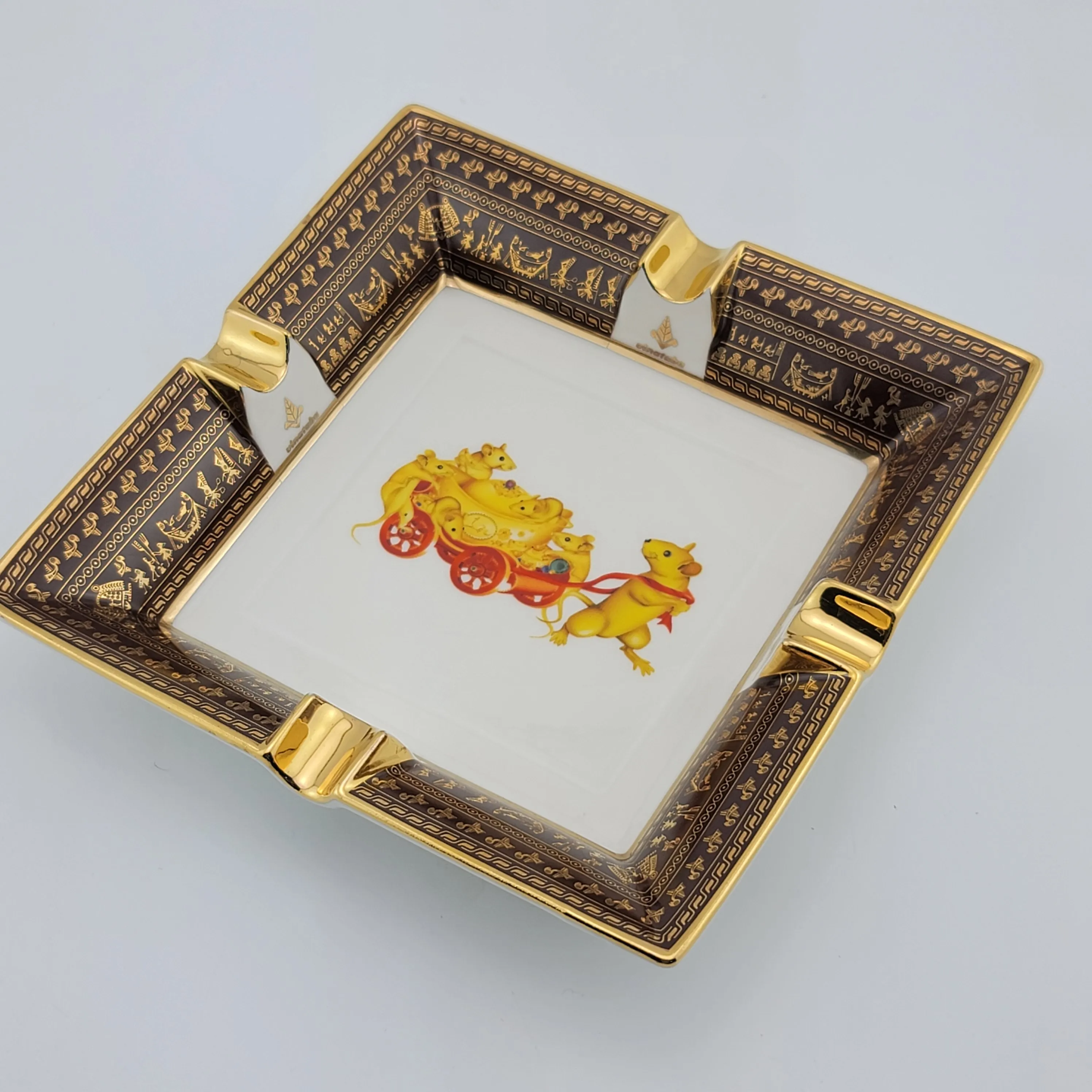 luxury hotel bar office custom logo square large ceramic cigar ashtray