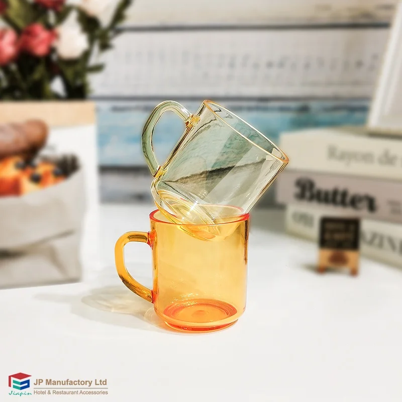 330ml Crystal plastic coffee tea mug milk cup custom printed AS coffee cups with handle