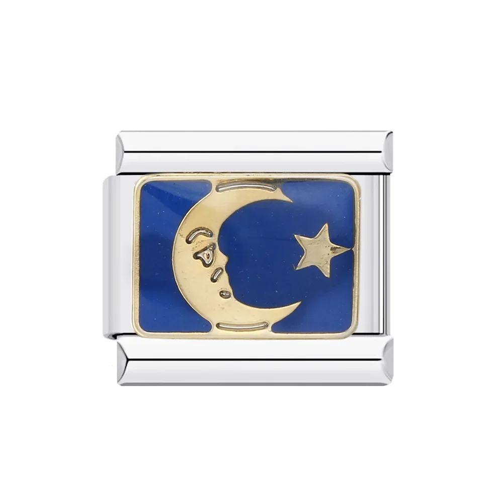Модные голубые глазурные глаза Солнце Луна Звезда очарование итальянские ссылки Fit 9 мм браслет из нержавеющей стали для изготовления ювелирных изделий рукоделия