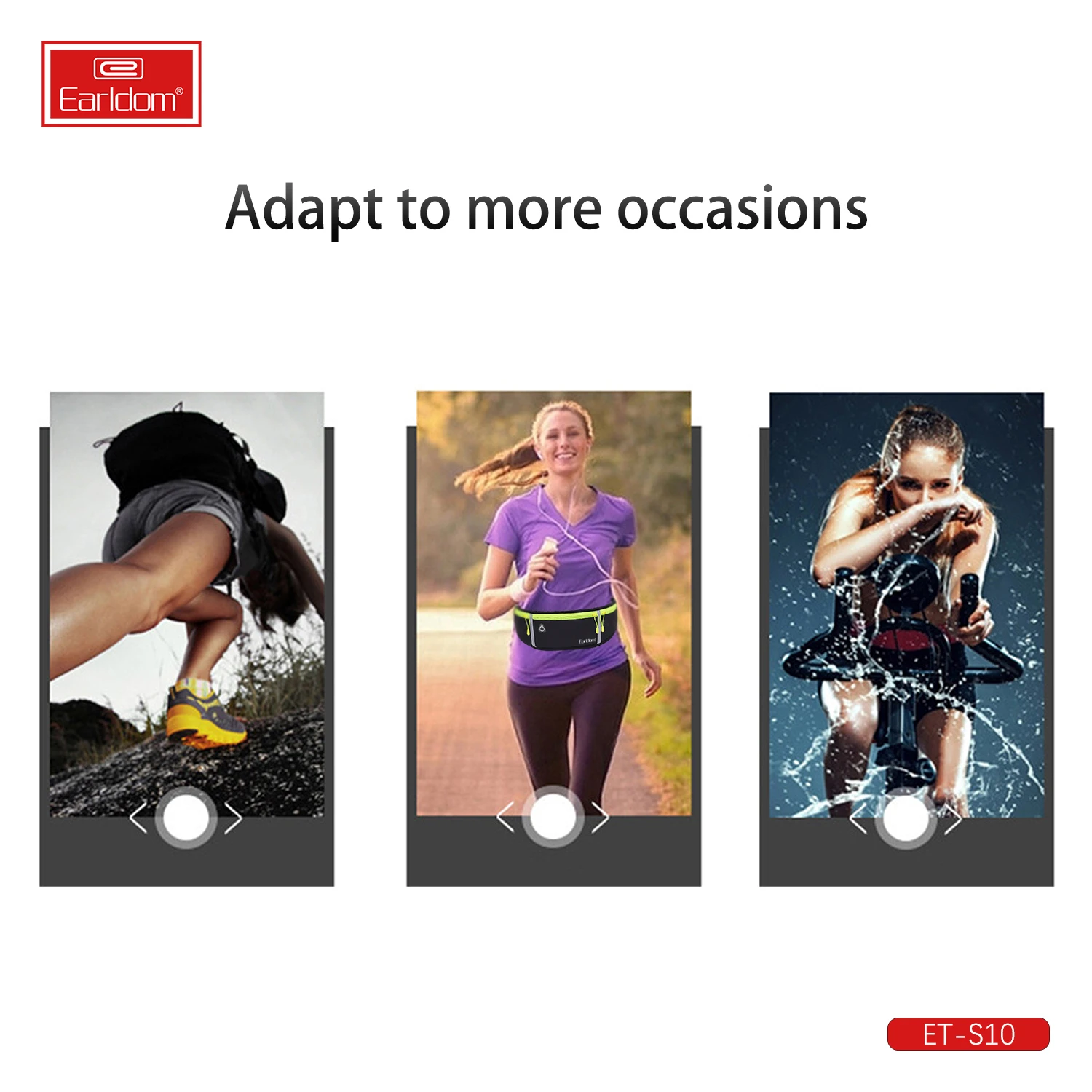 Earldom Adjustable waterproof fitness fanny pack belt running sports waist bag, sport elastic waist bag