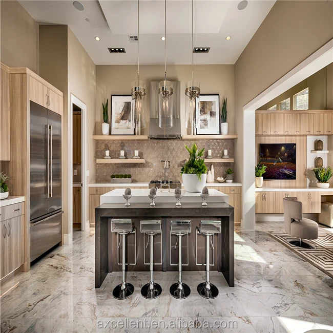 High End Customized glass  full high Free Design Kitchen Cabinet