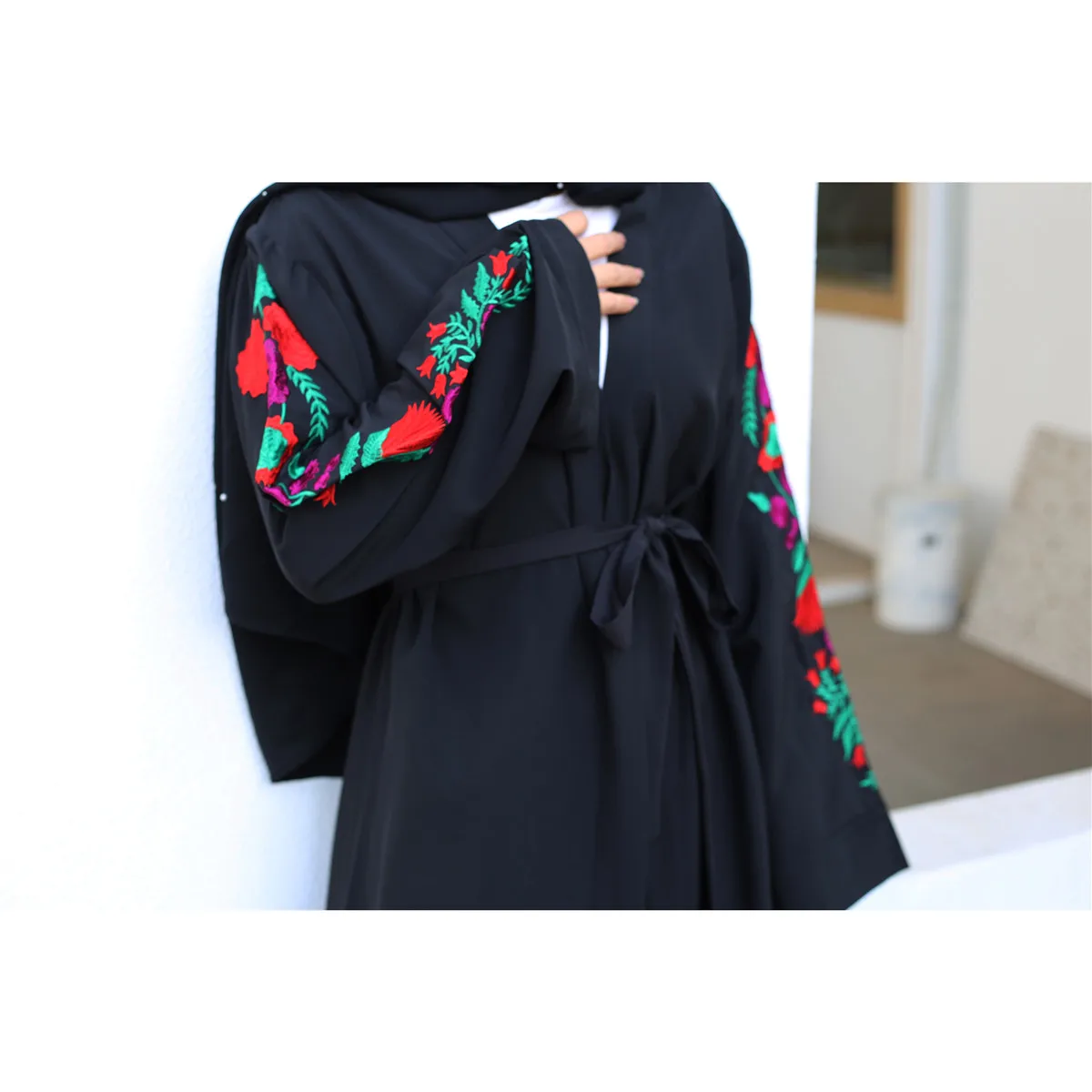 1713# Amazing Quality Maxi Muslim Dress Fashion Clothes Embroidered Kimono Cardigan Turkish Women Open Abaya Dubai Islamic Dress