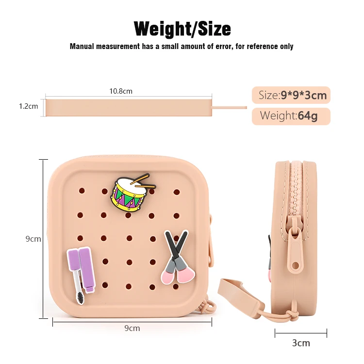 wholesale DIY cute silicone hole pen bag mini makeup bag stationery storage bag