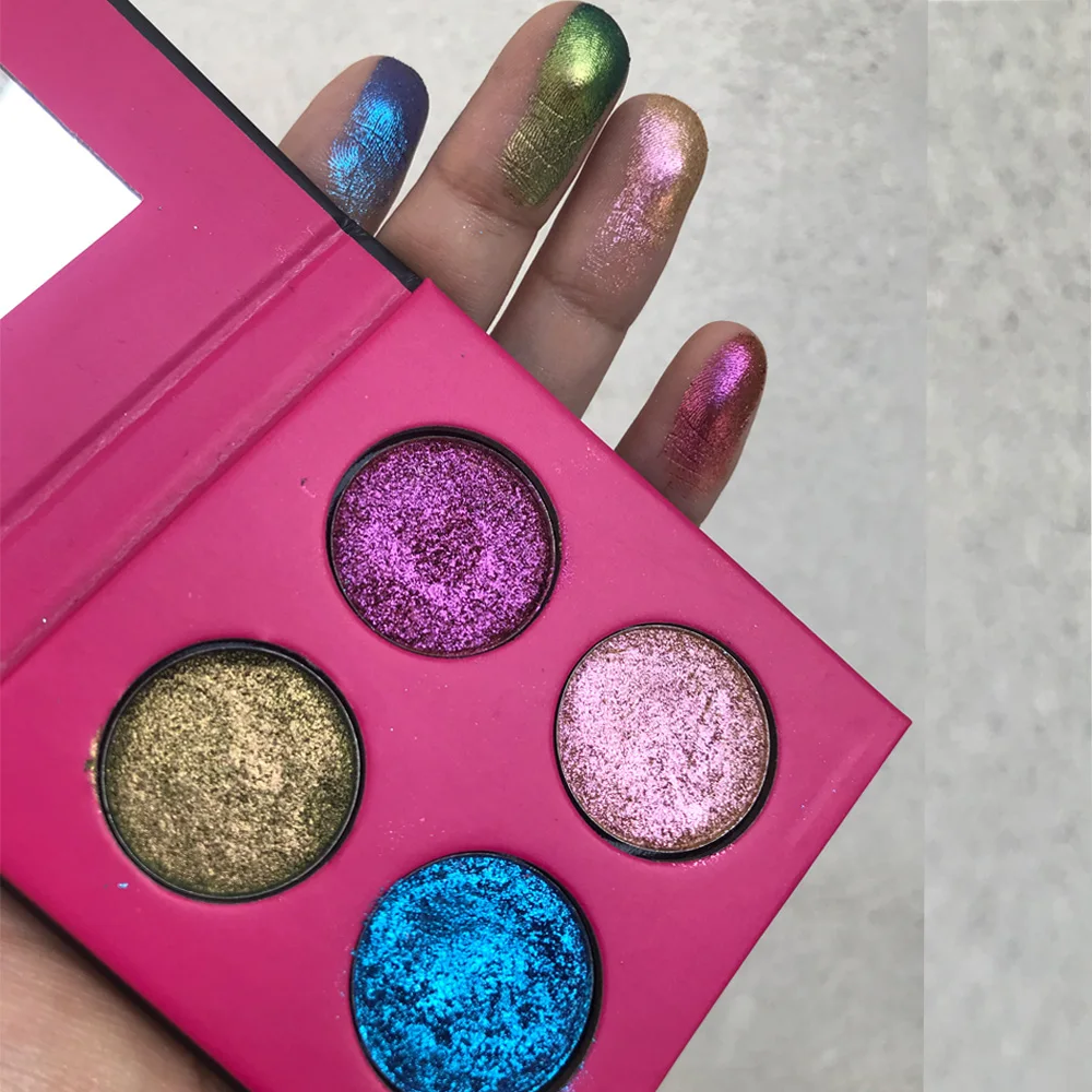 Diy High Pigment Makeup Palletes 4 Colors Eyeshadow Palette Custom Logo Cruelty Free Duochrome Multichrome  Eyeshadow Palette
