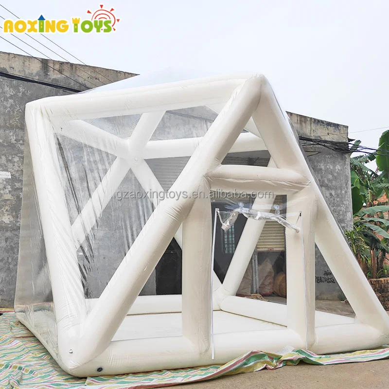 5X5M Outdoor White Tube Triangle PVC Inflatable Transparent Camping Tent Starry Sky House For Advertisemen Party Eventt