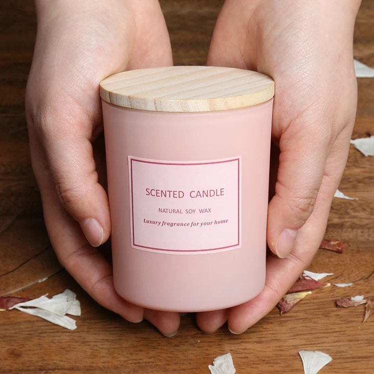Customize Pink Soy Wax Round Glass Candle Gift Set Eco-Friendly Aromatic Scented Round Glass Candle