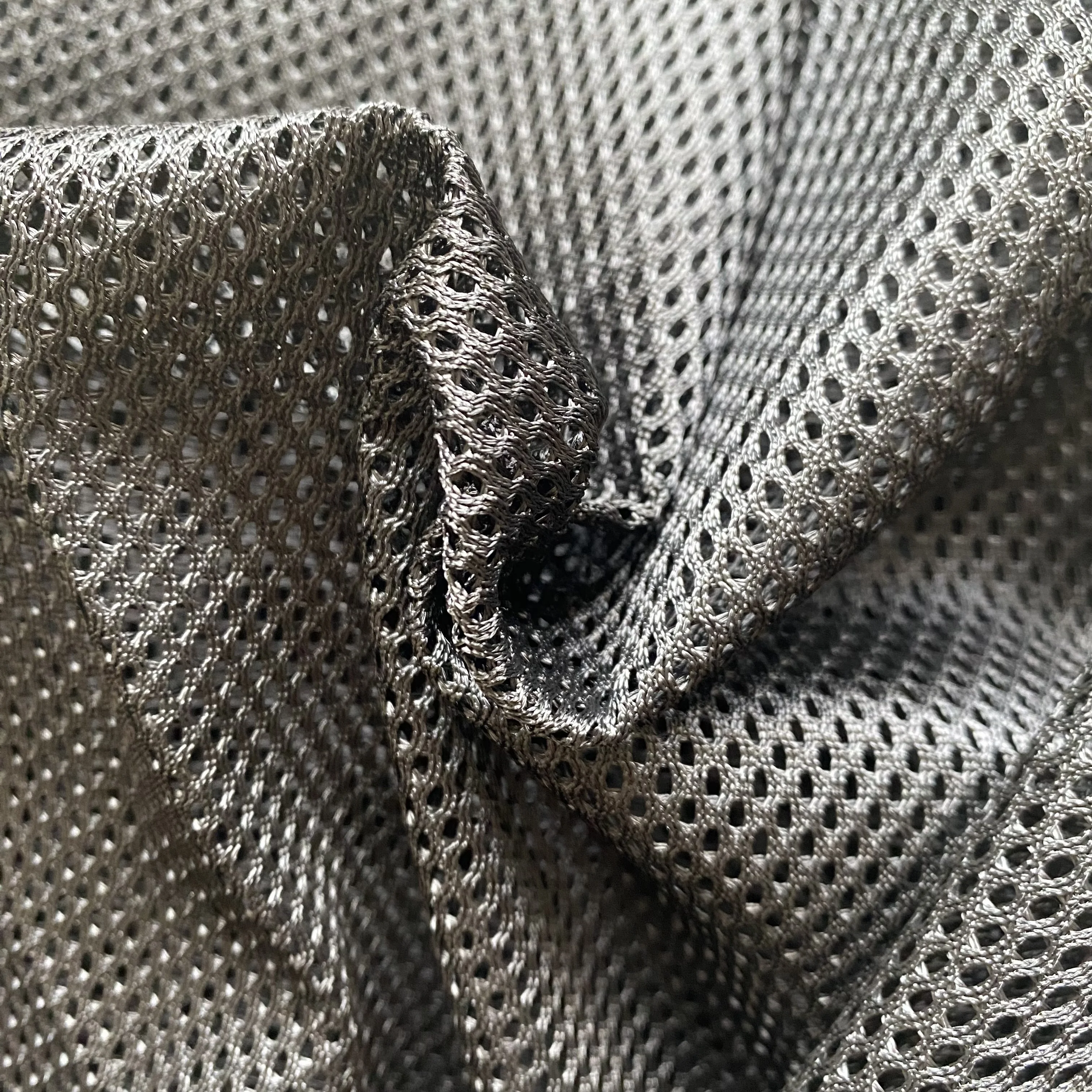 100%polyester knit luxury hard mesh net textile fabric for office chair bag