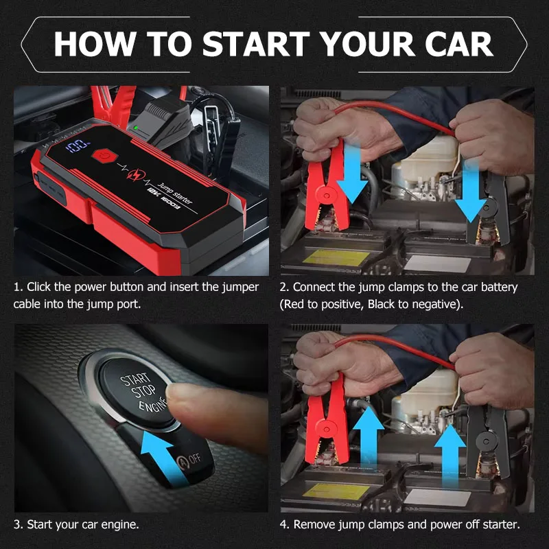 Emergency Start Hot Multi-Functional 20000MAH Battery Car Charging Jumper Wireless Led Electric Smart Car Jump Starter