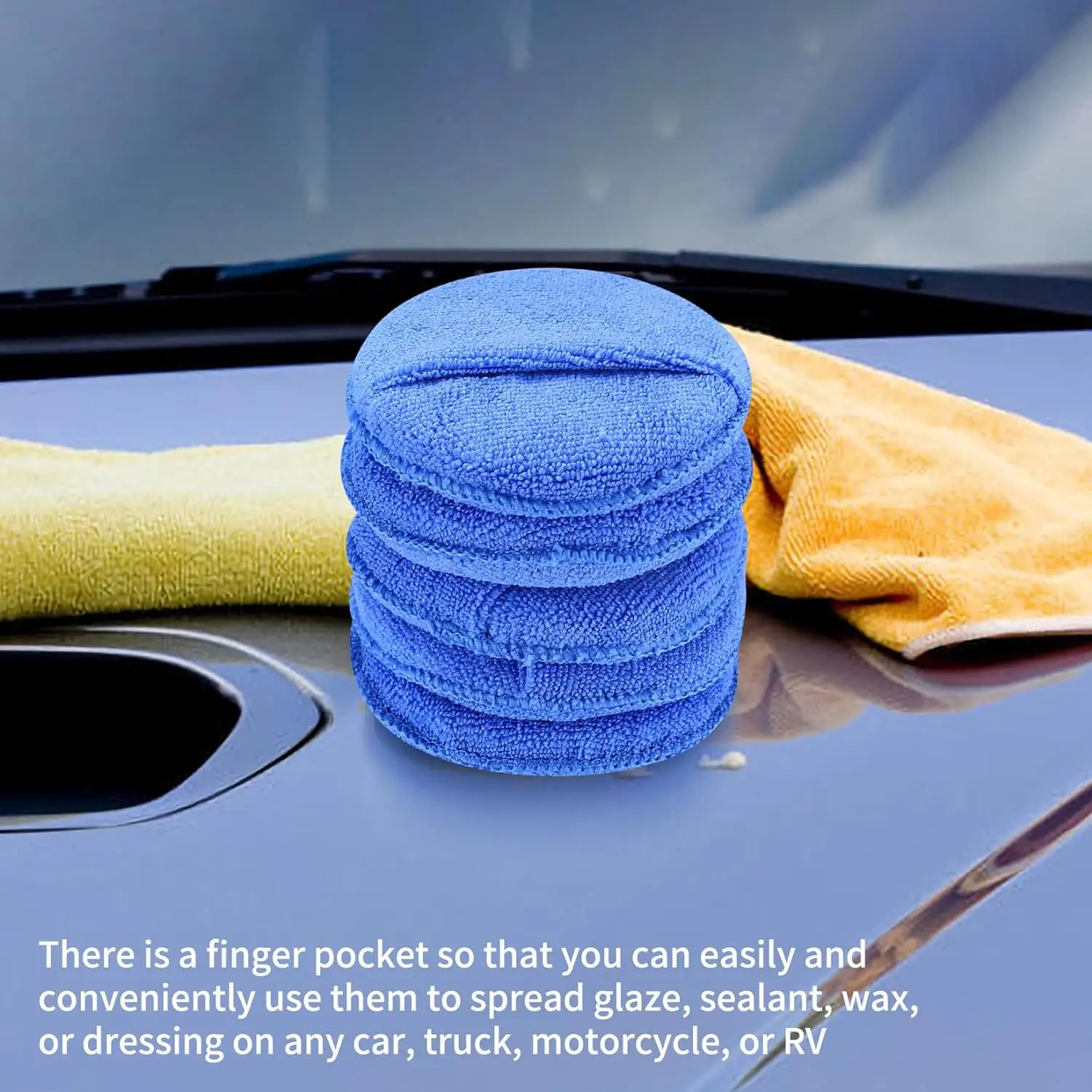 Microfiber Round Sponge Detailing Cleaning Pads Car Wax Applicator Pads Polish Foam Sponges for Cars