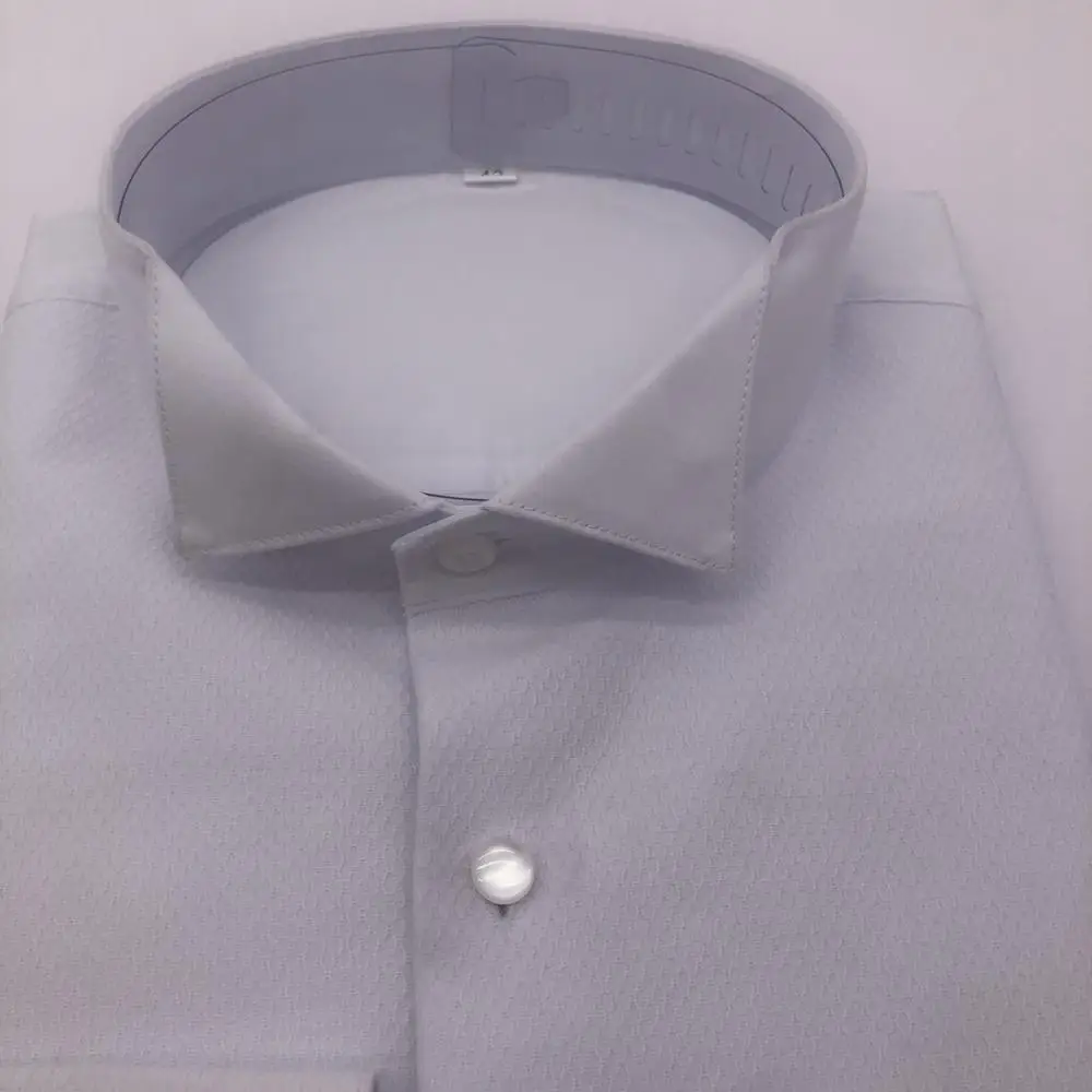 
Hot Sale Solid Pure Cotton Wing Tip Collar Long Sleeve Tuxedo Shirt For Men 
