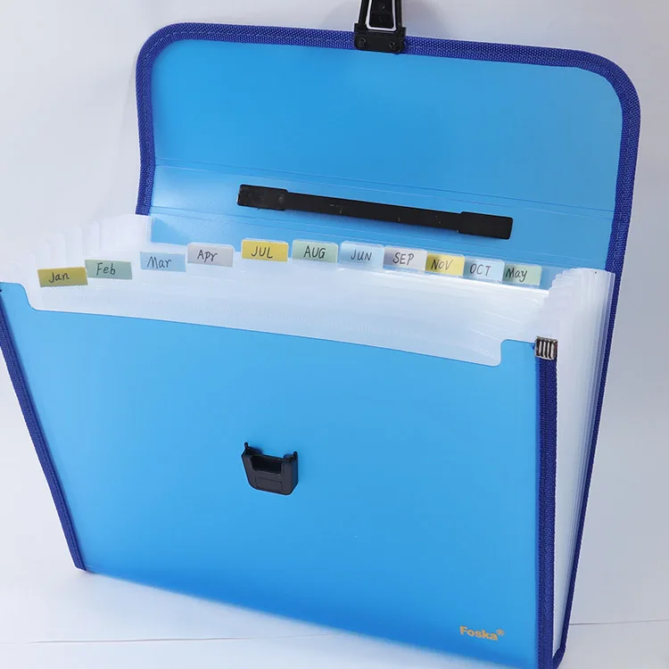 Foska Portable Handle 13 Pockets Durable Expanding File Folder for Organizing Papers Files Scripts Notebooks Receipts Bills