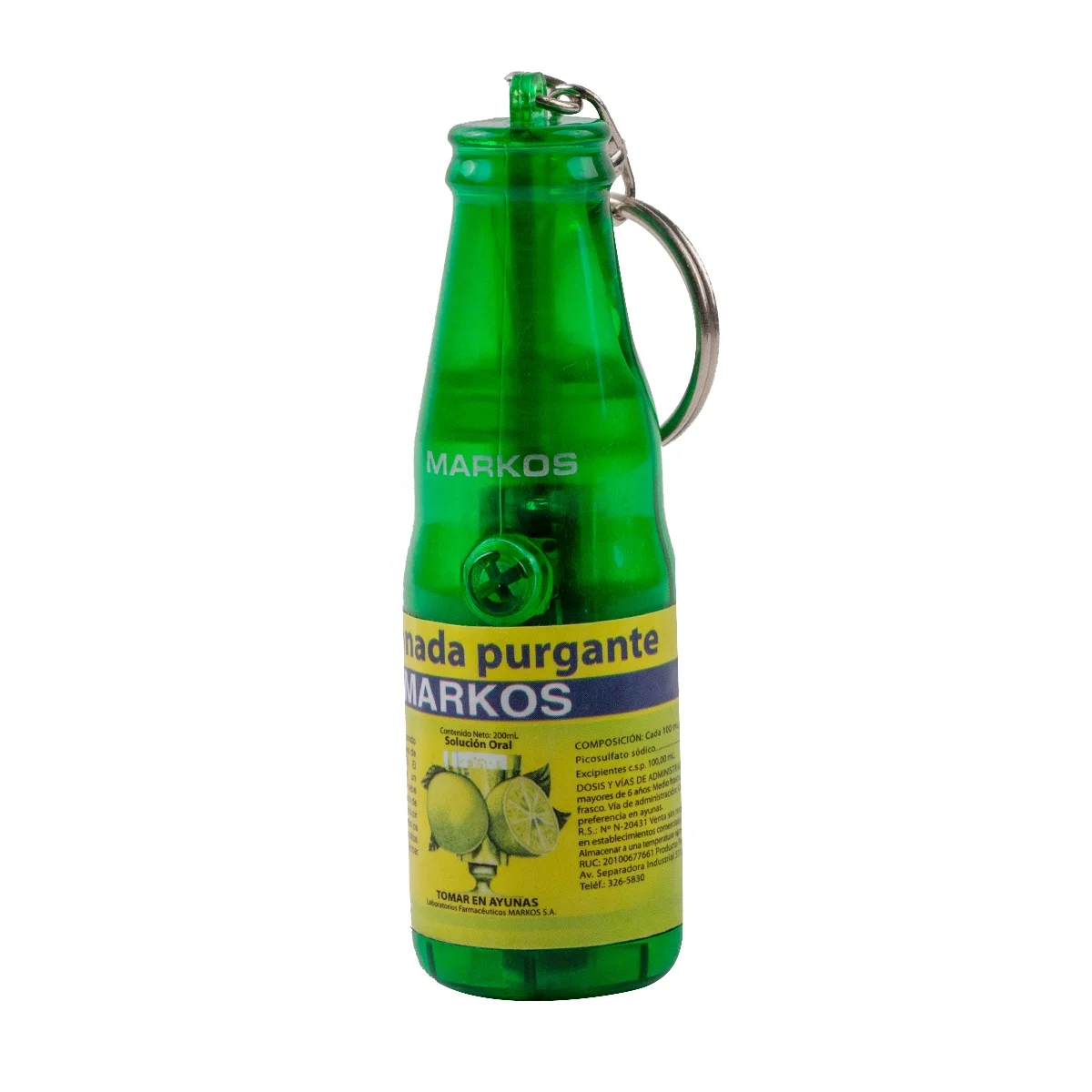 Manufacturer Customized Bottle Shape LED Flashlight Keychain Mini Projection Key Chain