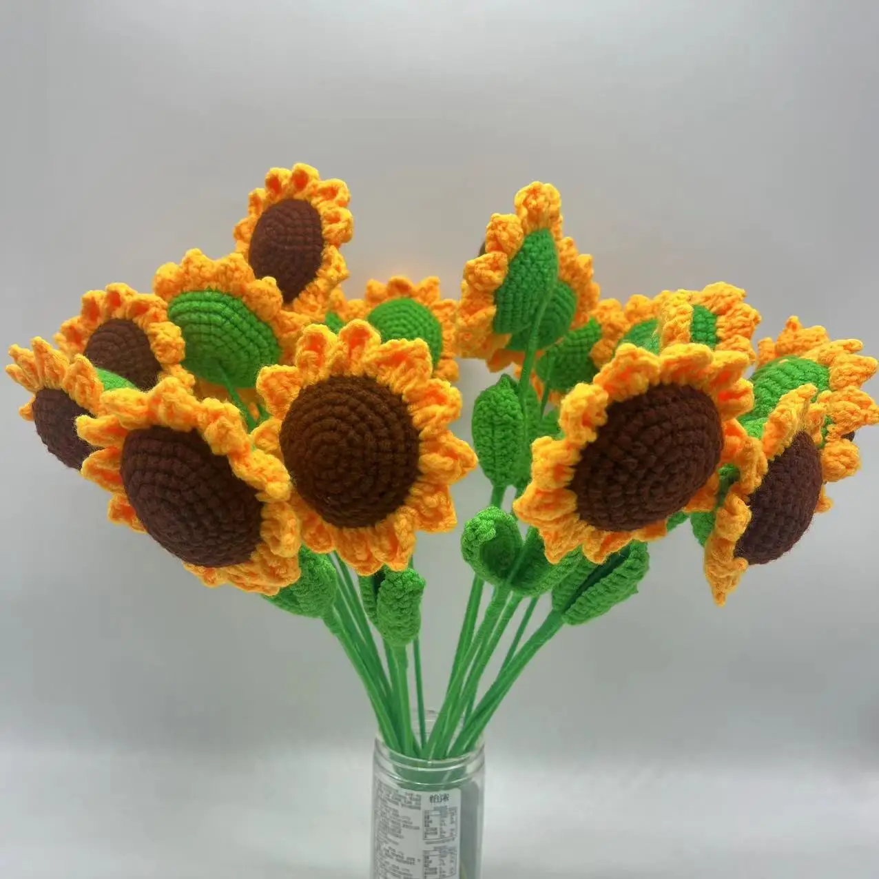 handmade Knitted Crochet Sunflower of the Artificial Flowers holiday gift Hand crocheted flower bouquet wool immortal flower