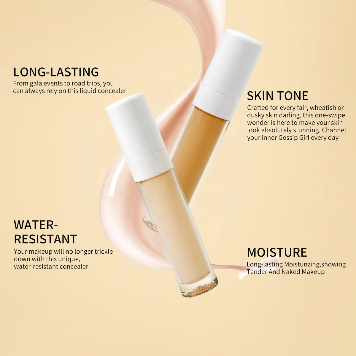 New Waterproof Make Up Under Eye High Definition Liquid Concealer Full Coverage Cruelty Free Hydrating Private Label Concealer