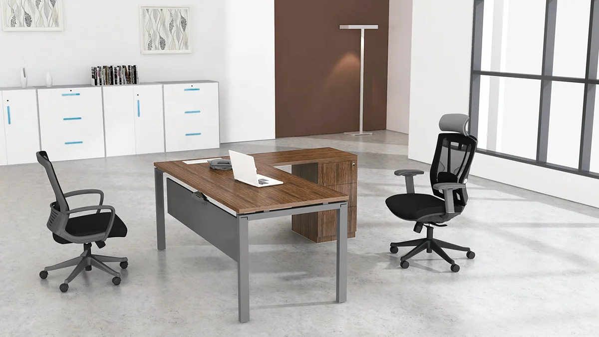 escritorio Popular ejecutivo moderno de madera de oficina con credenza modern executive boss table desks for offices