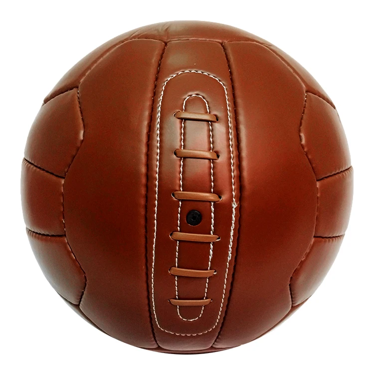 High Quality Hand Sewn 18 Panels Retro Soccer Ball Real Leather Football