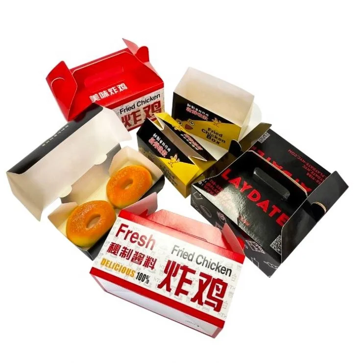 Оптовая продажа, изготовленный на заказ логотип, белый пищевой продукт, курица и чипсы, крафт-коробки для жареной курицы