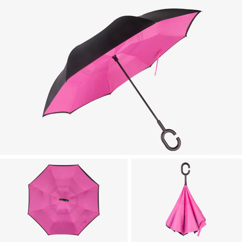 Inside Full Color Custom Digital Printing Inside Out Manual Open Close Small Kids C Handle Invert Reverse Umbrella For Children
