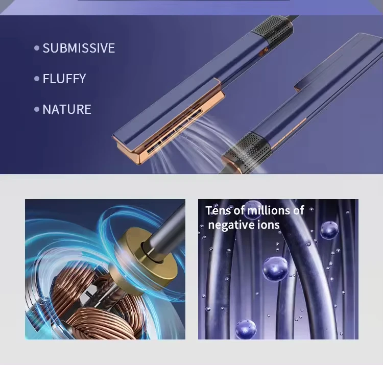 Five Plus Hot Popular 2 in 1 Drying Straightening Airstrait Tourmaline Negative Ion Airflow Ceramic Flat Iron Hair Straightener