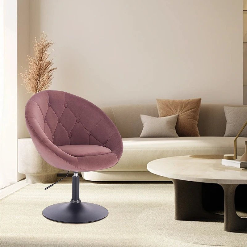 Barber Chair Modern Styling Salon Chair Velvet Swivel Accent Chair With Metal Base